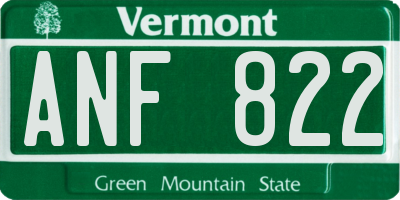 VT license plate ANF822