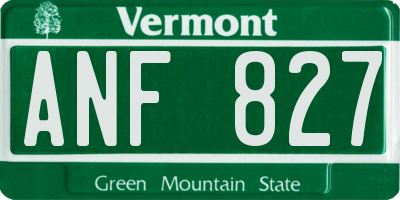 VT license plate ANF827