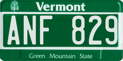 VT license plate ANF829