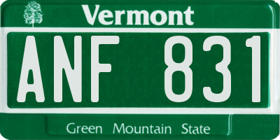 VT license plate ANF831