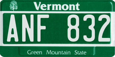 VT license plate ANF832