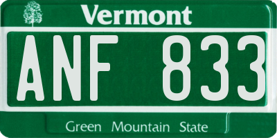 VT license plate ANF833