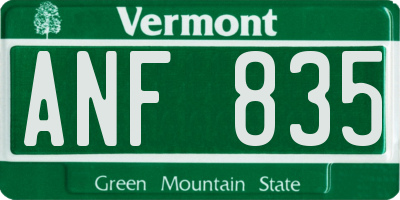 VT license plate ANF835
