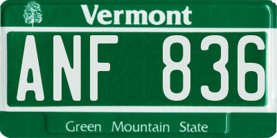 VT license plate ANF836