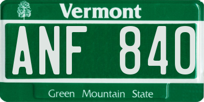 VT license plate ANF840