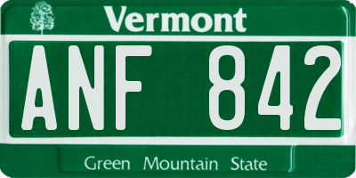 VT license plate ANF842