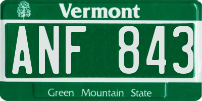 VT license plate ANF843