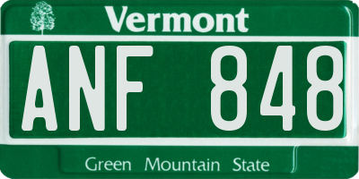 VT license plate ANF848