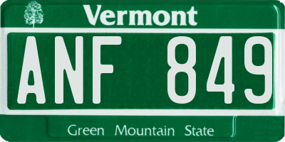 VT license plate ANF849