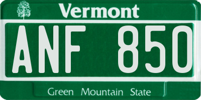 VT license plate ANF850