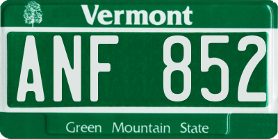 VT license plate ANF852