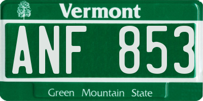 VT license plate ANF853