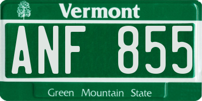 VT license plate ANF855