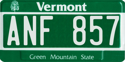 VT license plate ANF857