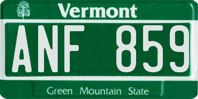 VT license plate ANF859