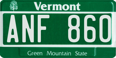 VT license plate ANF860
