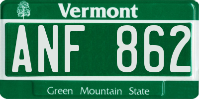 VT license plate ANF862