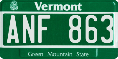 VT license plate ANF863