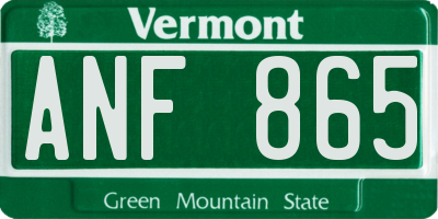 VT license plate ANF865