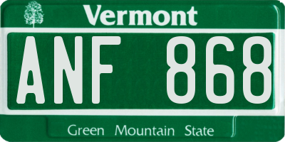 VT license plate ANF868