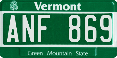 VT license plate ANF869