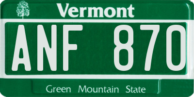 VT license plate ANF870