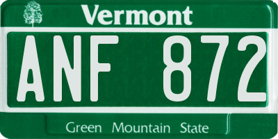 VT license plate ANF872