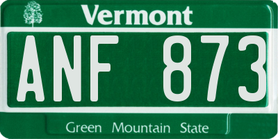 VT license plate ANF873