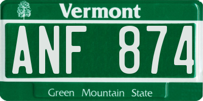 VT license plate ANF874