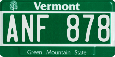 VT license plate ANF878