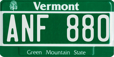 VT license plate ANF880