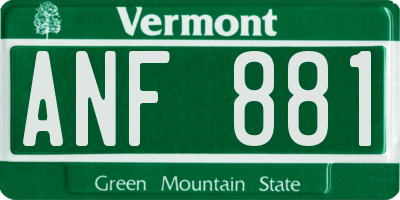 VT license plate ANF881