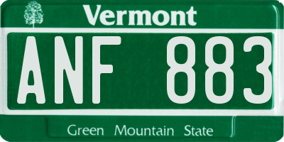 VT license plate ANF883