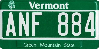 VT license plate ANF884