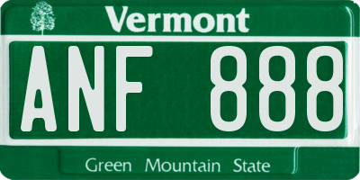 VT license plate ANF888