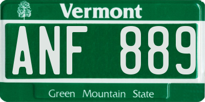 VT license plate ANF889