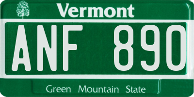 VT license plate ANF890