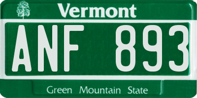 VT license plate ANF893
