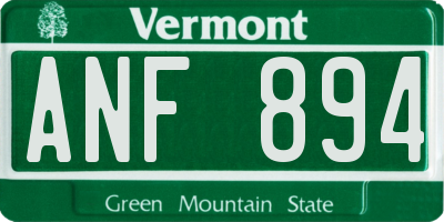 VT license plate ANF894