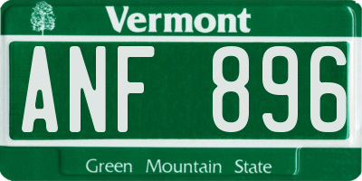 VT license plate ANF896