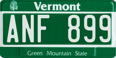 VT license plate ANF899