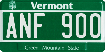 VT license plate ANF900