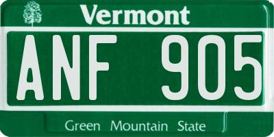VT license plate ANF905