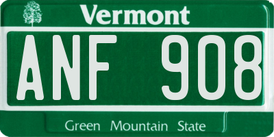 VT license plate ANF908