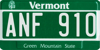 VT license plate ANF910