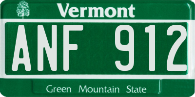 VT license plate ANF912