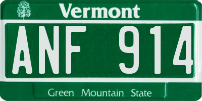 VT license plate ANF914