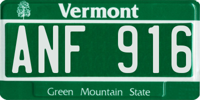 VT license plate ANF916
