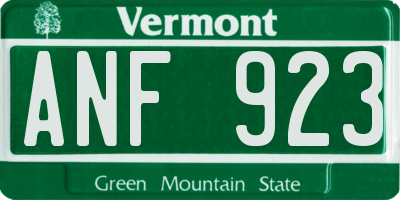 VT license plate ANF923
