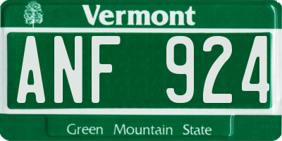 VT license plate ANF924